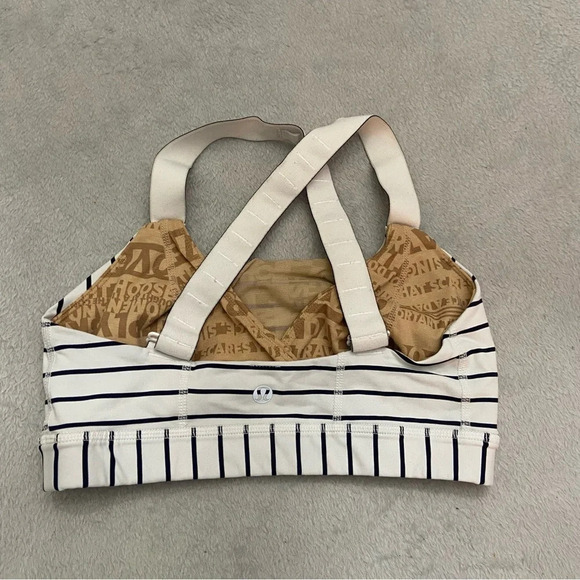 Lululemon Adjust Me Bra Quiet Stripe White Deep Indigo 21227 - Picture 5 of 10